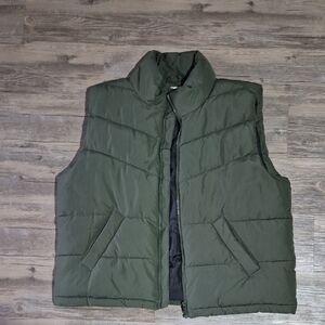 Noisy May Olive Green Quilted Puffer Vest